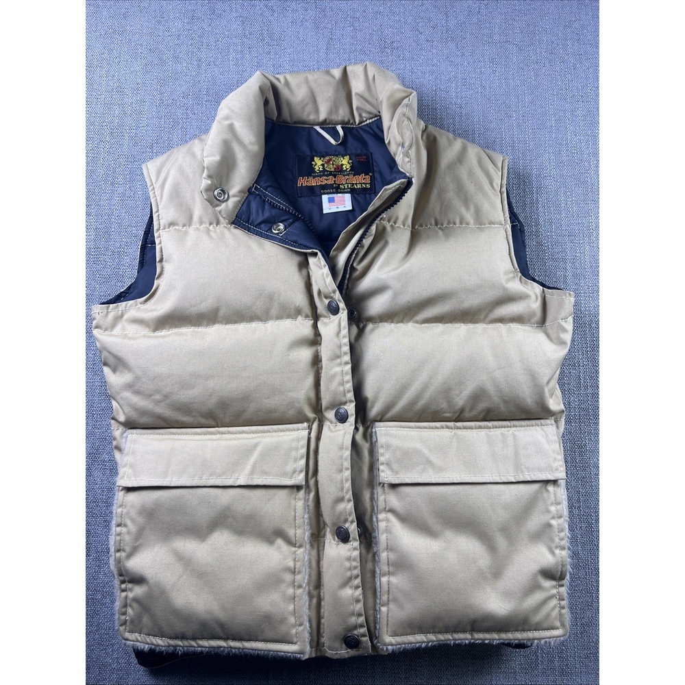 Vintage Hansa Branta Stearns Goose Down Vest Women S Camp 7 1970's Beige Hiking